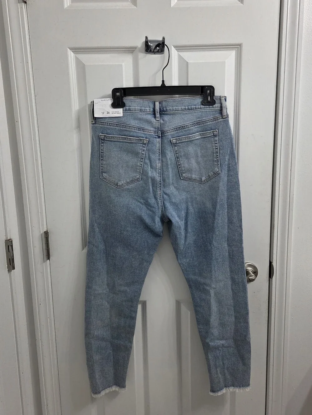 LOFT High Waist Skinny Ankle Light Wash Distressed Jeans